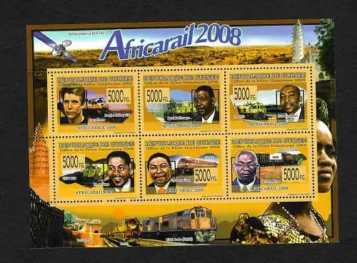 Guinea: Africarail 2008, Eisenbahn, Block postfrisch, **