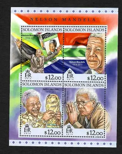 Solomon Inseln: Nelson Mandela, 2016 postfrisch, **, Block