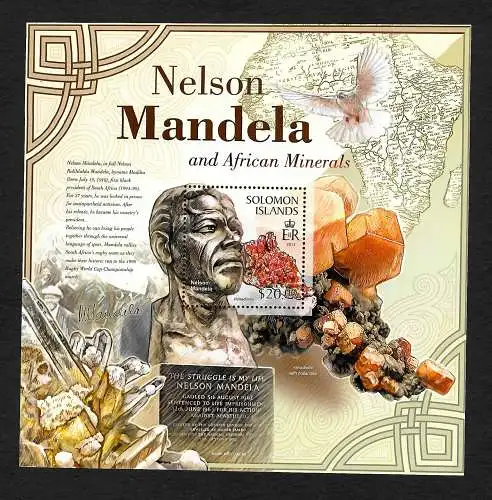 Solomon Inseln: Nelson Mandela and African Minerals, 2013 postfrisch, Block