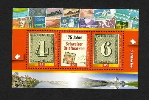 Liechtenstein: 175 Jahre Schweizer Briefmarken, Block postfrisch