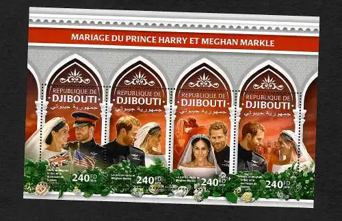 Djibouti: Hochzeit von Prinz Harry und Meghand Markle, 2018, Block postfrisch