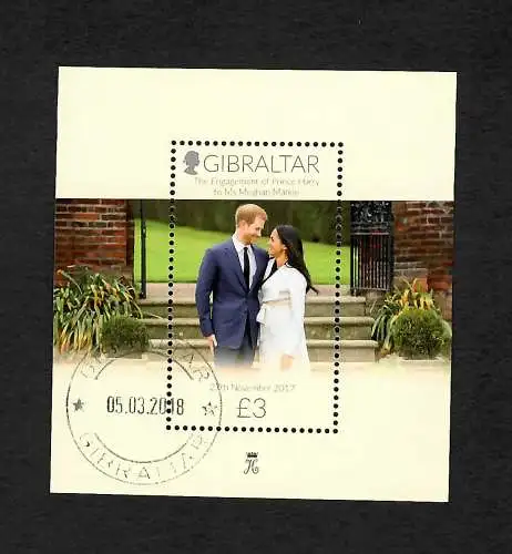 Gibraltar: 2017 Meghan & Harry, Certificate of Athenticity, gestempelt