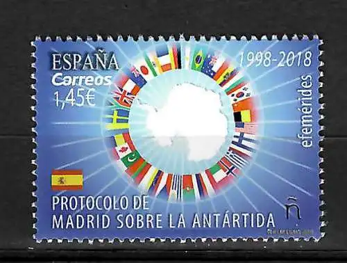 Spanien: 2018: Antarktis Vertrag, Protokoll von Madrid, 2018, postfrisch