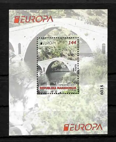 Makedonien: Europa 2018, Brücken, Block postfrisch