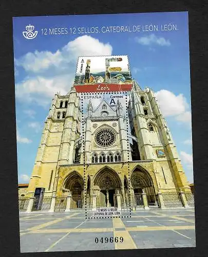 Spanien: Block Kathedrale von León, postfrisch