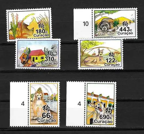 Curacao: Jahr des Hundes, year of the dog, 6 stamps postfrisch