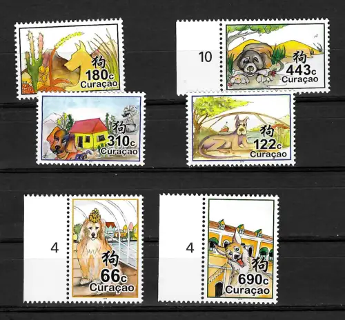 Curacao: Jahr des Hundes, year of the dog, 6 stamps postfrisch