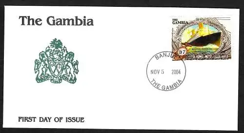 Gambia: Schiff: Bremen-Hamburg Amerika-Linie, 2004, FDC