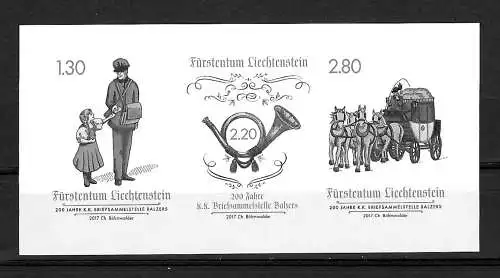 Liechtenstein: 200 Jahre k.k. Briefmarkenstelle Balzers, Schwarzdruck postfrisch