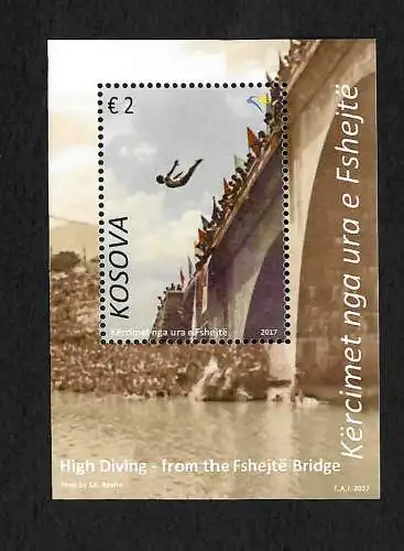 Kosovo: 2017 Wasser-Wettspringen, High Diving from Fshejte Bridge, postfrisch