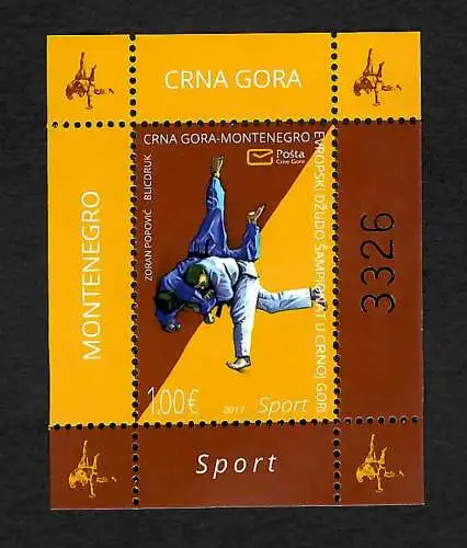 Montenegro 2017: Judo U23 Europameisterschaften, Block postfrisch