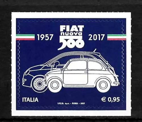 Italien 2017: Fiat 500, 60 Jahre, postfrisch