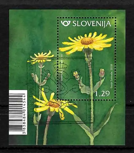 Slowenien: Flora Arnika, Blumen Block, gestempelt