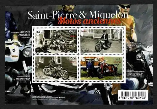 St. Pierre et Miquelon: Motos anciennes: Zündapp, 3x Peugeot, postfrisch