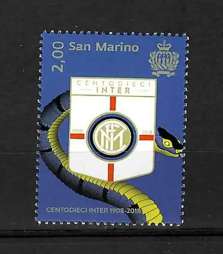 San Marino: 2018: Fussball: 110 Jahre Inter Mailand, postfrisch