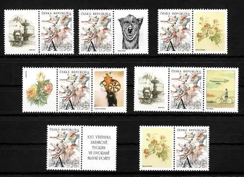 Tschechische Republik: 100 Ausstellung Briefmarkenproduktion mit Zierfeldern, **