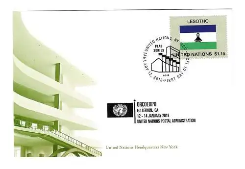 UNO New York: Briefmarkenausstellung ORCOEXPO, Fullerton CA, FDC