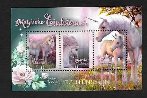 Liechtenstein: Magische Einhörner - Unicorns, Block, postfrisch