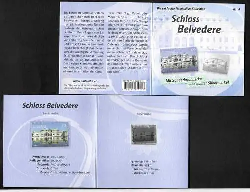 Österreich 2010: Numisphilum Schloss Belvedere mit Silber-Briefmarke, postfrisch