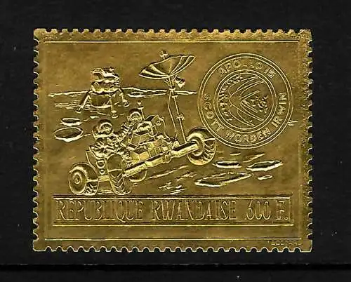 Ruanda: Apollo 15 - Goldbriefmarke #473A