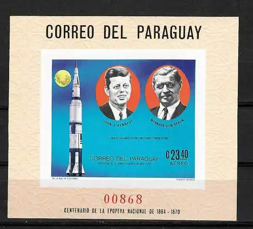 Paraguay 2009: Apollo 9, Astronauten, Block #126, postfrisch