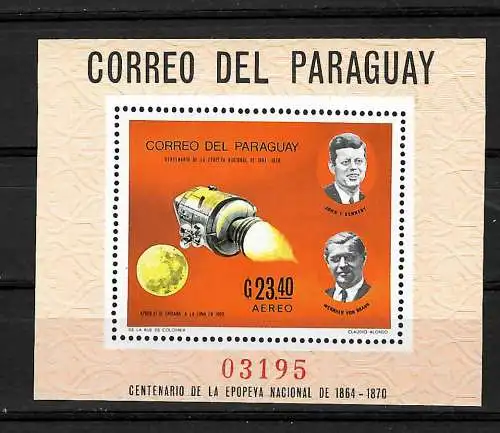 Paraguay 2011: 50 Jahre Mondlandung,  Block #125, postfrisch