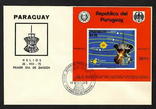 Paraguay Sondensonde Helios, Block #251, FDC 1975