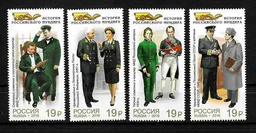 Russland 2016: Historische Uniformen Russlands, Auswärtiger Dienst, postfrisch