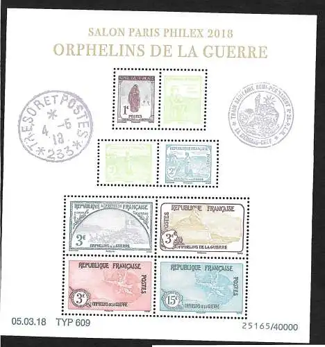 Frankreich 2018: Briefmarkenausstellung Philex 2018, Briefmarkenblock postfrisch