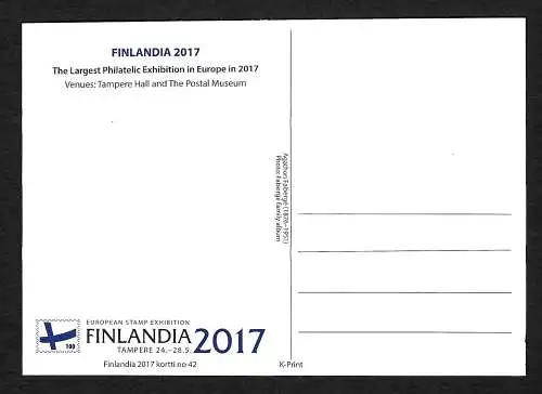 Finnland 2018: Briefmarkenausstellung Finlandia 2017, Markenheftchen, Ganzssache