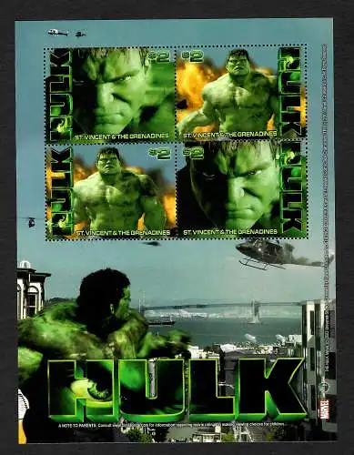 St. Vincent & Grenadinen: Marvel Comic: HULK, Block postfrisch