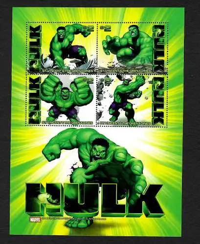 St. Vincent & Grenadinen: Marvel Comic: HULK, Block II postfrisch