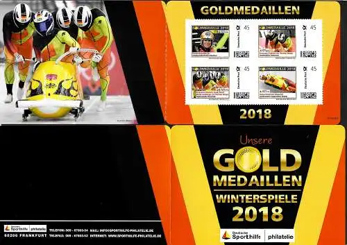 Bund: Sporthilfe Markenheftchen: Gold Medaillen Winterspiele 2018