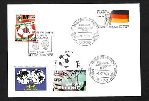 Bund: Fussball Weltmeister 1990, Sonderstempel auch aus Rom: Stadio Olimpico