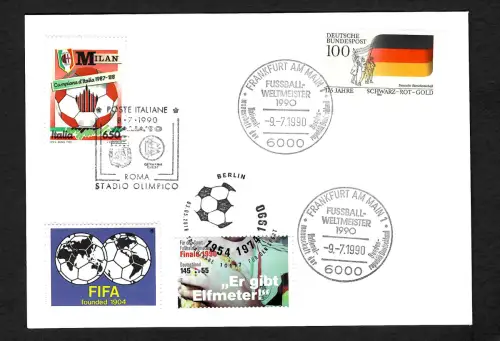 Bund: Fussball Weltmeister 1990, Sonderstempel auch aus Rom: Stadio Olimpico