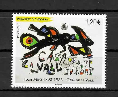 Andorra: Joan Miró, 2018, postfrisch