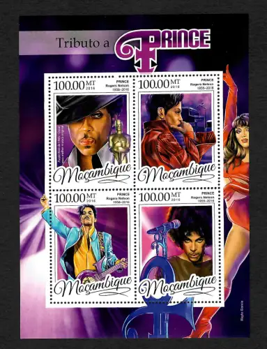 Mocambique: Tribute to Prince - 60. Geburtstag, Block postfrisch