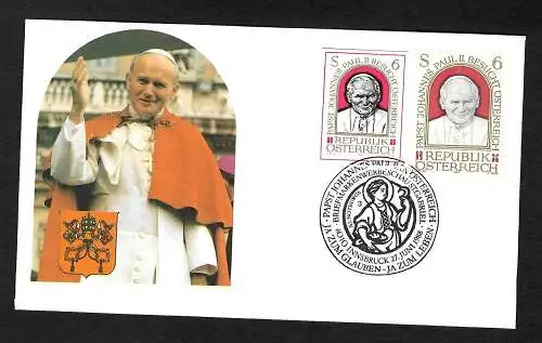 Österreich 1988: Papst Johannes Paul II, FDC - ja zum Glauben