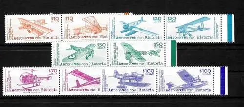 Chile: historische Flugzeuge, 5x Briefmarkenpaare, postfrisch