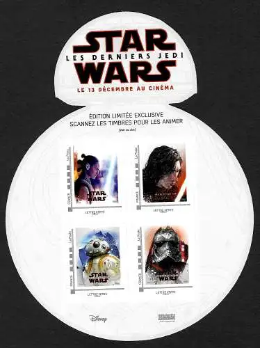 Frankreich: STAR WARS, Les dernieres Jedi, postfrischer Block