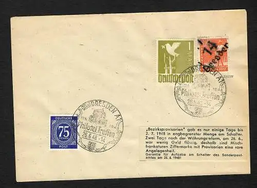 SBZ: Ortsbrief Dresden 1948 mit Bezirkshandstempel Dresden