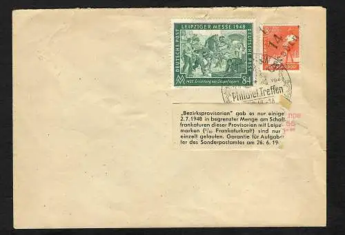 SBZ: Dresden 1948 mit Bezirkshandstempel Dresden, Sonderstempel