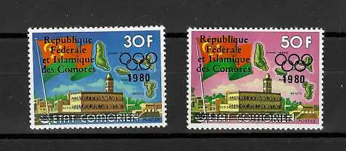 Comoren: Olympische Sommerspiele 1980, Moskau mit Aufdruck #455-456, postfrisch