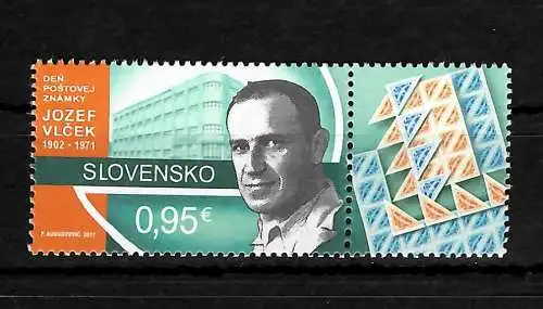 Slowakei: Jozef Vlcek, Tag der Briefmarke, postfrisch