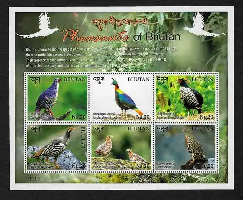 Bhutan: Pheasants of Bhutan, Vögel, Block postfrisch