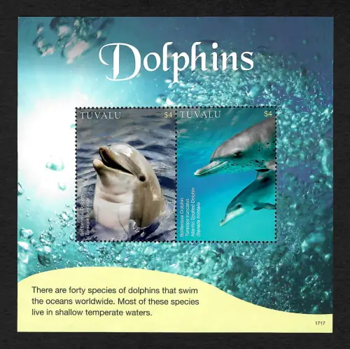 Tuvalu: Dolphins, Delphine, Block postfrisch