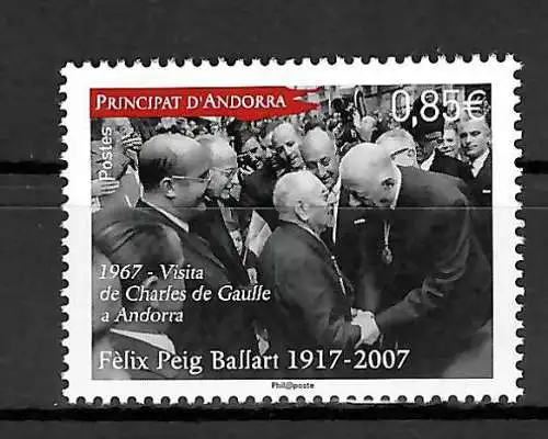 Andorra 2017: Charles de Gaulle und Fèlix Peig Ballart, postfrisch