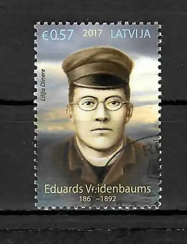 Lettland 2017: Eduards Veidenbaums, 100. Geburtstag gestempelt