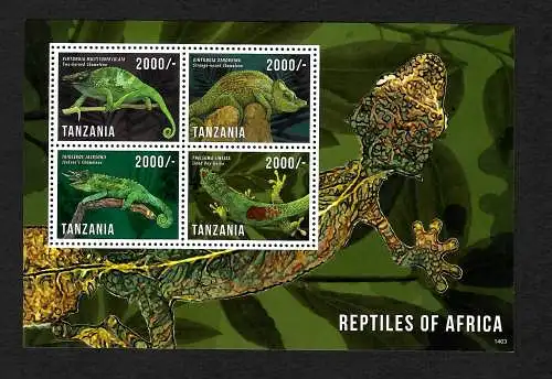 Tanzania: Reptiles of Africa, Reptilien, Eidechsen, Chamäleon, postfrisch