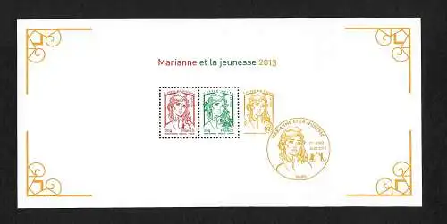 Frankreich 2013: Marianne et la jeunesse, Block postfrisch
